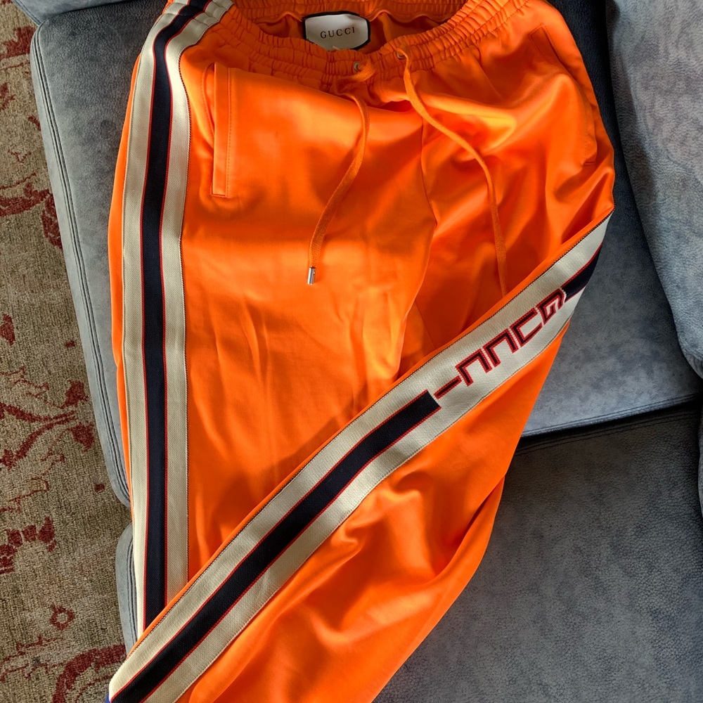 Orange Gucci Striped Sweatpants